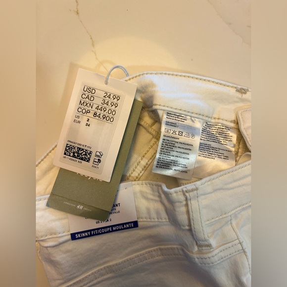 H&M NWT Off White Denim Pant Size 2 - Picture 8 of 9